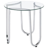  Coaster Furniture Beller 710907 Round Tempered Glass Top Side Table - Chrome IMAGE 4