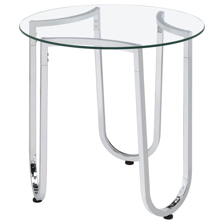  Coaster Furniture Beller 710907 Round Tempered Glass Top Side Table - Chrome IMAGE 4
