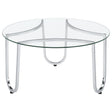 Coaster Furniture Beller 710908 Round Tempered Glass Top Coffee Table - Chrome IMAGE 1