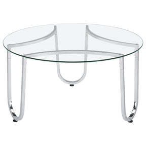  Coaster Furniture Beller 710908 Round Tempered Glass Top Coffee Table - Chrome IMAGE 1