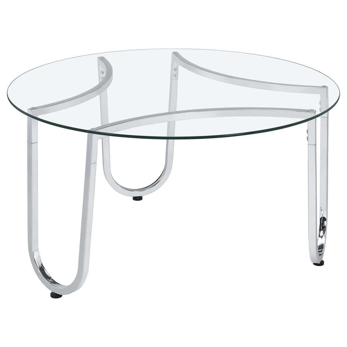  Coaster Furniture Beller 710908 Round Tempered Glass Top Coffee Table - Chrome IMAGE 2