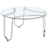  Coaster Furniture Beller 710908 Round Tempered Glass Top Coffee Table - Chrome IMAGE 2