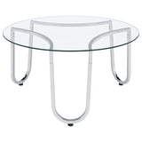  Coaster Furniture Beller 710908 Round Tempered Glass Top Coffee Table - Chrome IMAGE 3