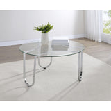  Coaster Furniture Beller 710908 Round Tempered Glass Top Coffee Table - Chrome IMAGE 7