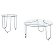  Coaster Furniture Beller 710908-S2 2-piece Round Tempered Glass Top Coffee Table Set - Chrome IMAGE 1