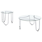 Coaster Furniture Beller 710908-S2 2-piece Round Tempered Glass Top Coffee Table Set - Chrome IMAGE 1