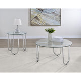  Coaster Furniture Beller 710908-S2 2-piece Round Tempered Glass Top Coffee Table Set - Chrome IMAGE 2
