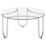  Coaster Furniture Beller 710908-S2 2-piece Round Tempered Glass Top Coffee Table Set - Chrome IMAGE 9