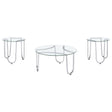  Coaster Furniture Beller 710908-S3 3-piece Round Tempered Glass Top Coffee Table Set - Chrome IMAGE 1