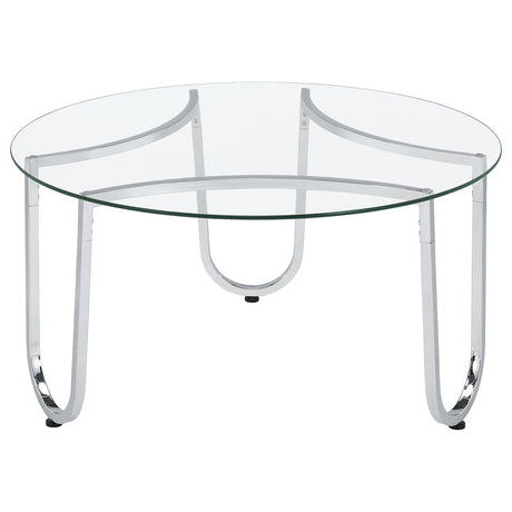  Coaster Furniture Beller 710908-S3 3-piece Round Tempered Glass Top Coffee Table Set - Chrome IMAGE 10