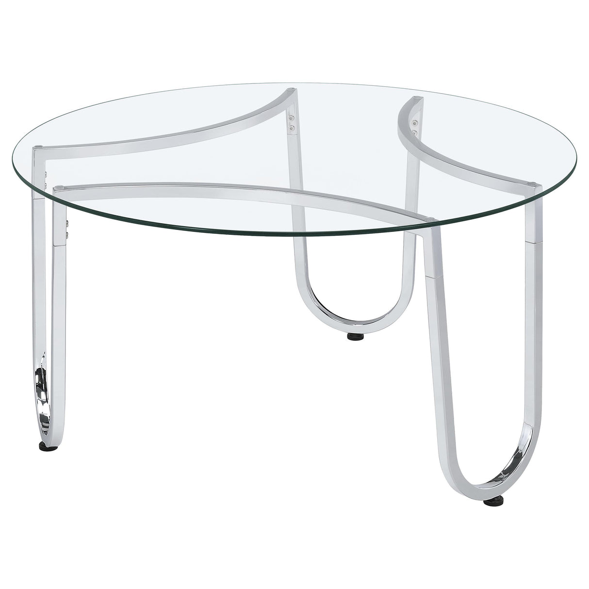  Coaster Furniture Beller 710908-S3 3-piece Round Tempered Glass Top Coffee Table Set - Chrome IMAGE 3