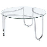  Coaster Furniture Beller 710908-S3 3-piece Round Tempered Glass Top Coffee Table Set - Chrome IMAGE 3