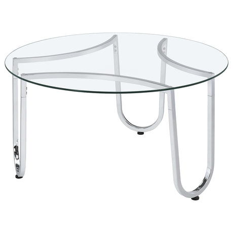  Coaster Furniture Beller 710908-S3 3-piece Round Tempered Glass Top Coffee Table Set - Chrome IMAGE 3