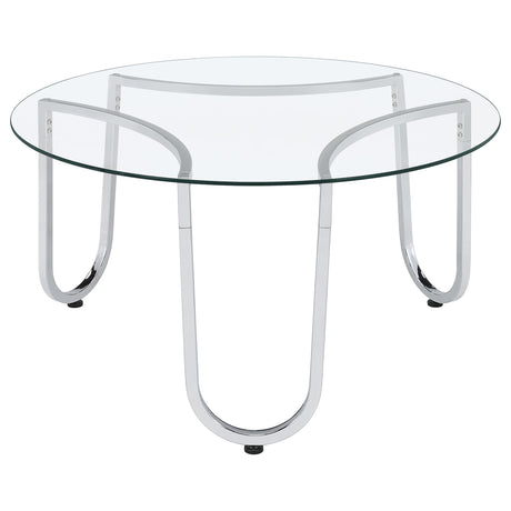  Coaster Furniture Beller 710908-S3 3-piece Round Tempered Glass Top Coffee Table Set - Chrome IMAGE 5