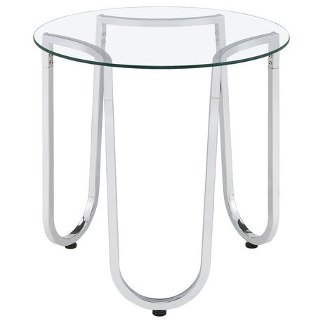  Coaster Furniture Beller 710908-S3 3-piece Round Tempered Glass Top Coffee Table Set - Chrome IMAGE 6