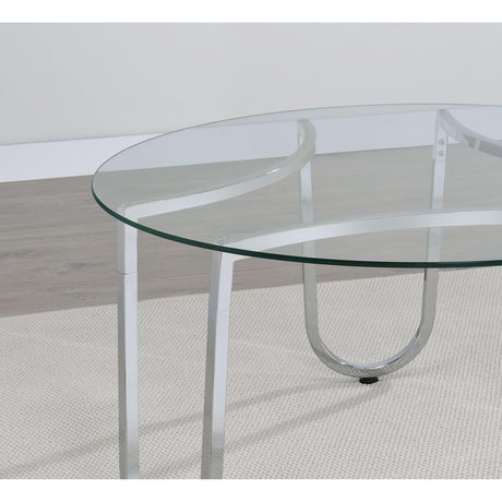  Coaster Furniture Beller 710908-S3 3-piece Round Tempered Glass Top Coffee Table Set - Chrome IMAGE 8