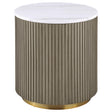  Coaster Furniture Jason 711417 Round White Marble Top End Table - Greige IMAGE 1