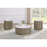  Coaster Furniture Jason 711417 Round White Marble Top End Table - Greige IMAGE 5