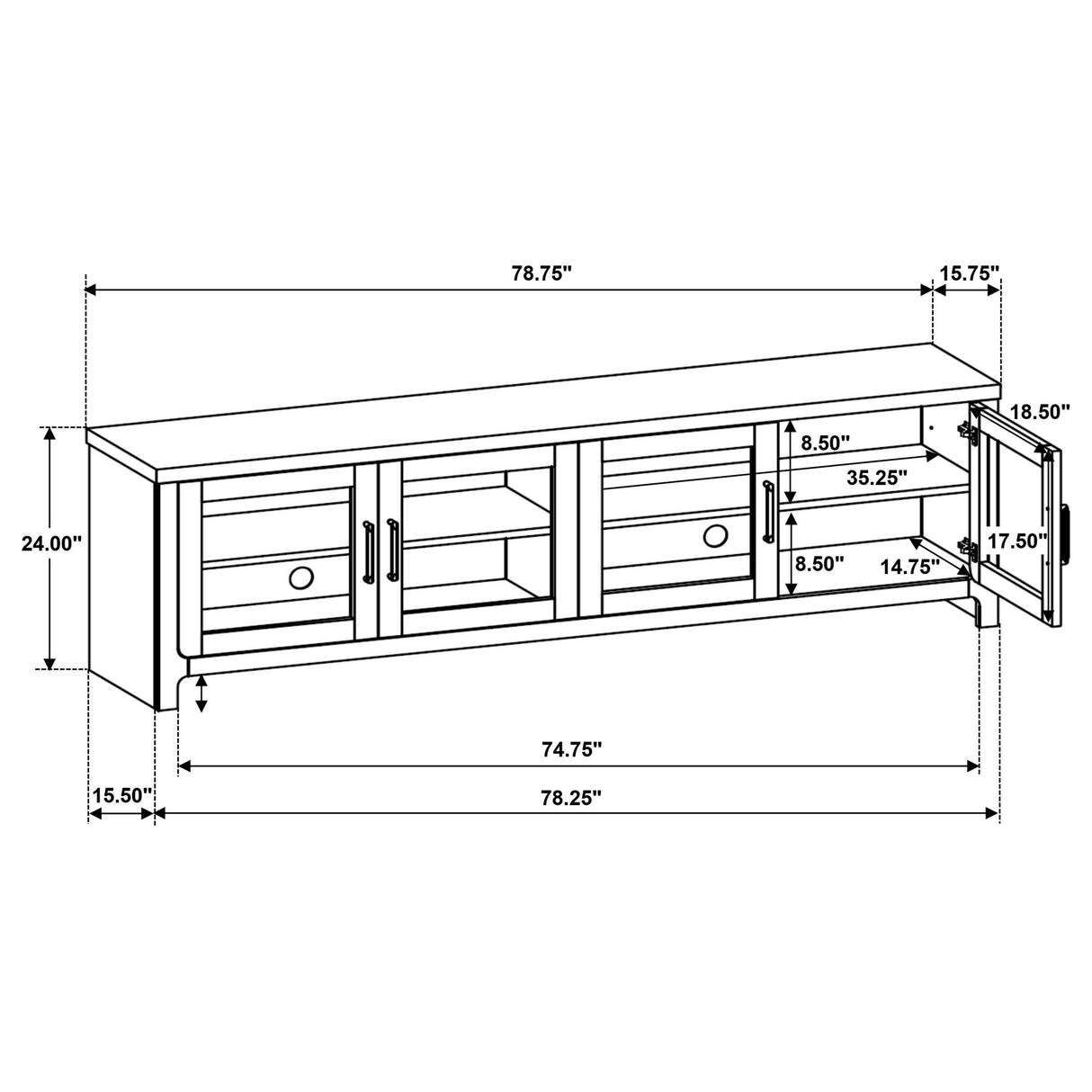  Coaster Furniture Brenham 720130 79-inch 4-door TV Stand Media Console - Washed Oak IMAGE 11