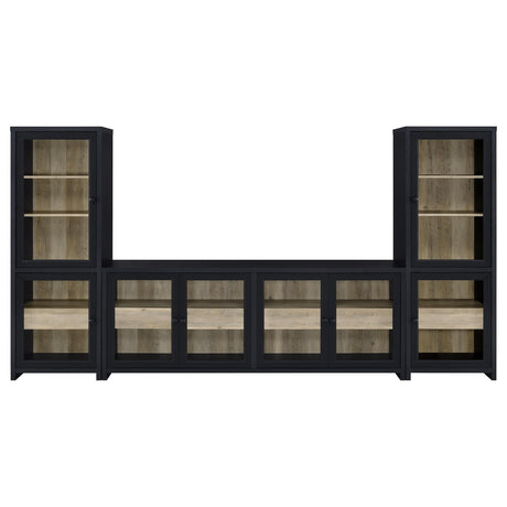  Coaster Furniture Denison 720223-SET 3-piece Entertainment Center 79-inch TV Stand - Black IMAGE 1