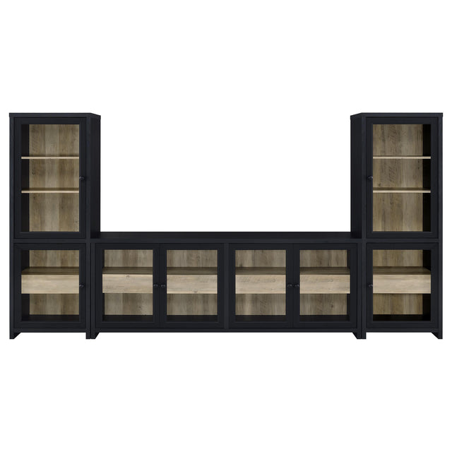  Coaster Furniture Denison 720223-SET 3-piece Entertainment Center 79-inch TV Stand - Black IMAGE 1