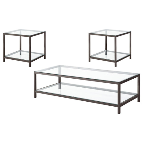  Coaster Furniture Trini 720228-S3 3-piece Coffee and End Table Set - Black Nickel IMAGE 1