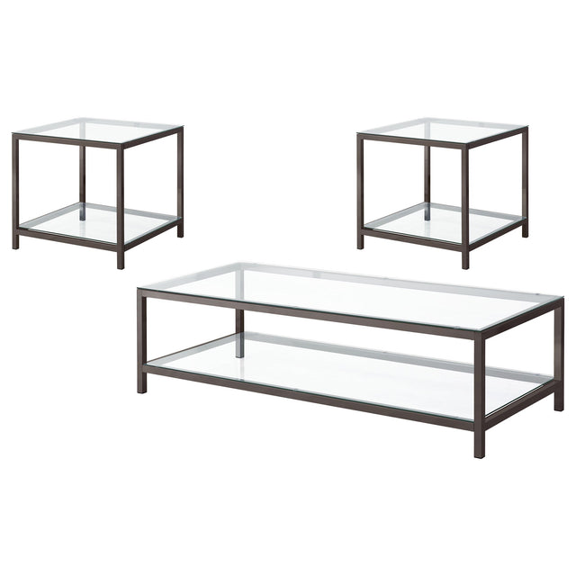  Coaster Furniture Trini 720228-S3 3-piece Coffee and End Table Set - Black Nickel IMAGE 1