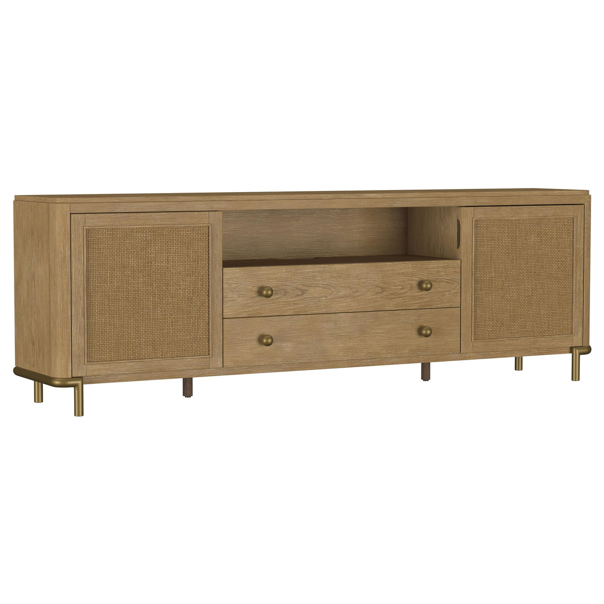  Coaster Furniture Arini 720253 Rattan Cane 2-door TV Stand Media Console - Sand Wash IMAGE 1