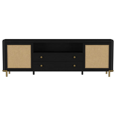  Coaster Furniture Arini 720263 Rattan Cane 2-door TV Stand Media Console - Black IMAGE 15