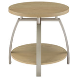  Coaster Furniture Dacre 720317 Round Engineered Wood Top End Table - Greige IMAGE 1