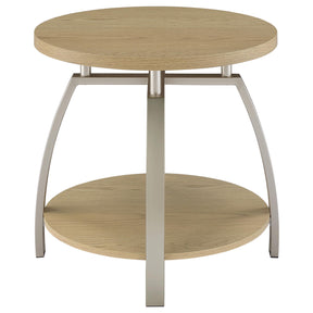  Coaster Furniture Dacre 720317 Round Engineered Wood Top End Table - Greige IMAGE 1