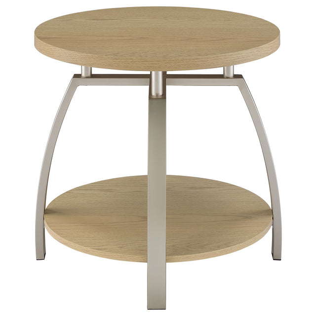  Coaster Furniture Dacre 720317 Round Engineered Wood Top End Table - Greige IMAGE 1