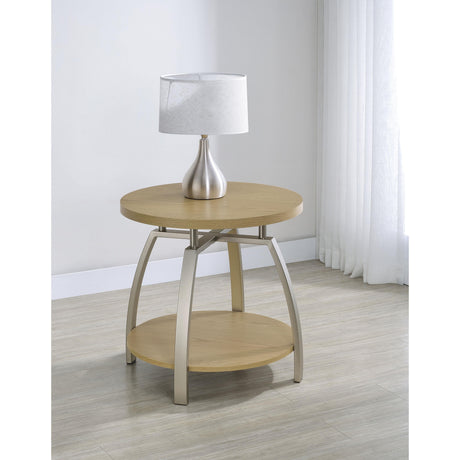  Coaster Furniture Dacre 720317 Round Engineered Wood Top End Table - Greige IMAGE 6