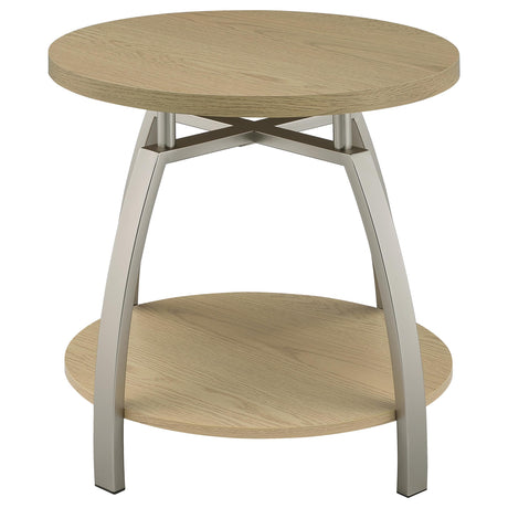  Coaster Furniture Dacre 720317 Round Engineered Wood Top End Table - Greige IMAGE 7