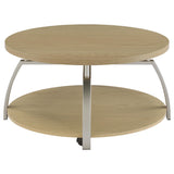  Coaster Furniture Dacre 720318 Round Engineered Wood Top Coffee Table - Greige IMAGE 1