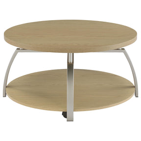  Coaster Furniture Dacre 720318 Round Engineered Wood Top Coffee Table - Greige IMAGE 1