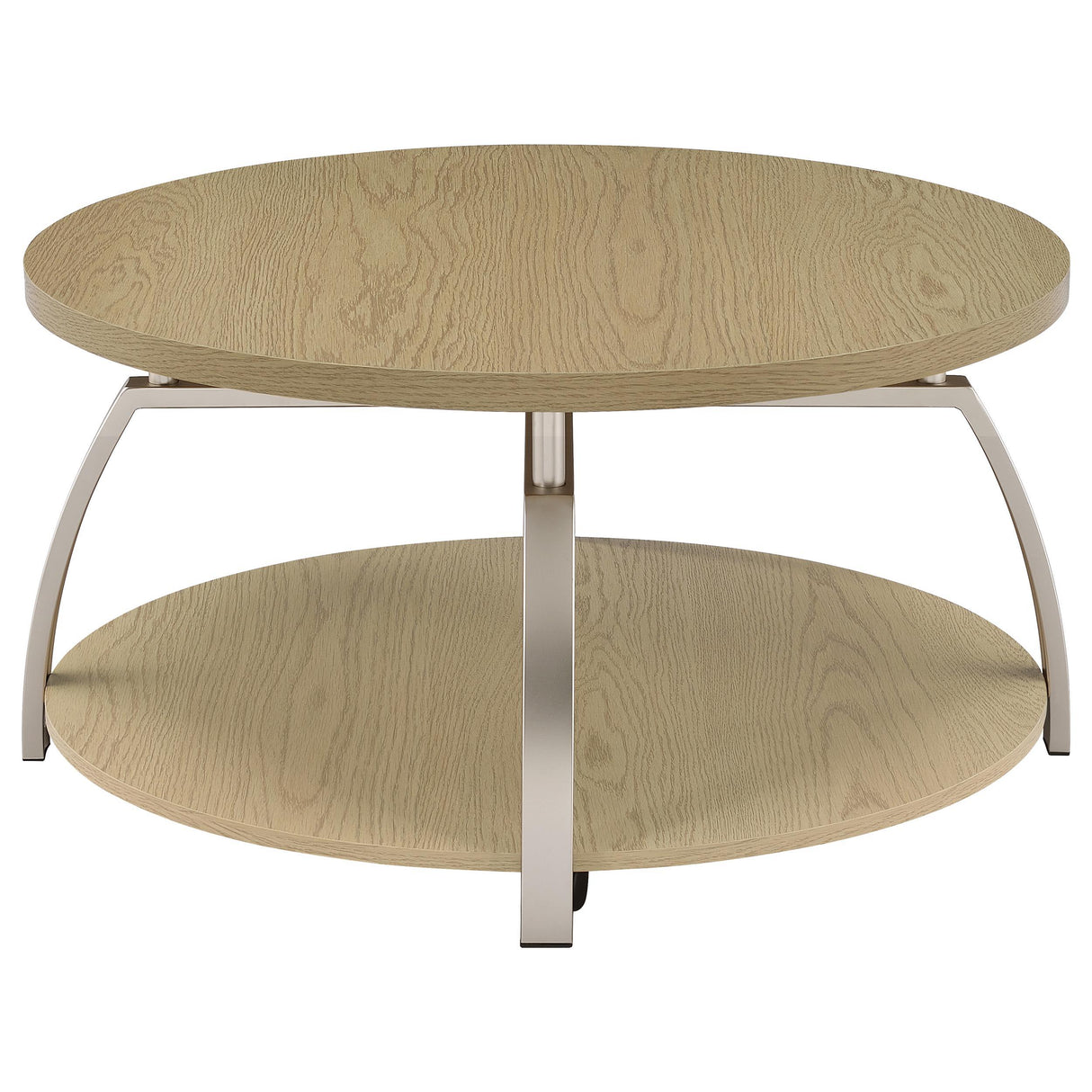  Coaster Furniture Dacre 720318 Round Engineered Wood Top Coffee Table - Greige IMAGE 3