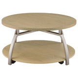  Coaster Furniture Dacre 720318 Round Engineered Wood Top Coffee Table - Greige IMAGE 7