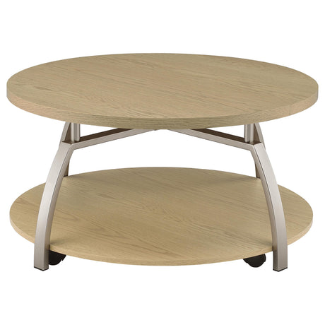  Coaster Furniture Dacre 720318 Round Engineered Wood Top Coffee Table - Greige IMAGE 7