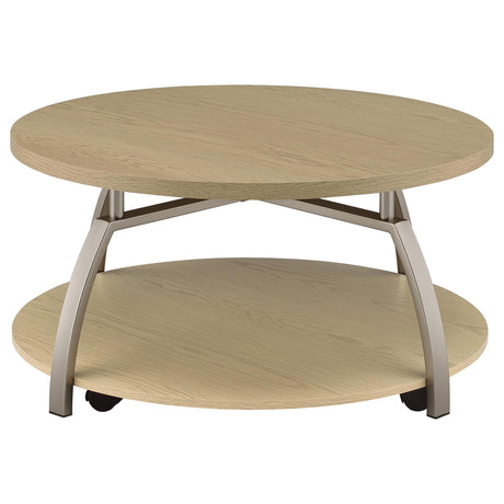  Coaster Furniture Dacre 720318 Round Engineered Wood Top Coffee Table - Greige IMAGE 8
