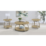  Coaster Furniture Dacre 720318-S3 3-piece Round Coffee and End Table Set - Greige IMAGE 2