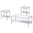  Coaster Furniture Saide 720338-S3 3-piece Glass Top Coffee and End Table Set - Chrome IMAGE 1
