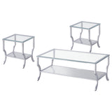  Coaster Furniture Saide 720338-S3 3-piece Glass Top Coffee and End Table Set - Chrome IMAGE 1