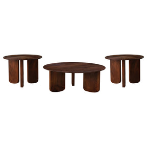  Coaster Furniture Dale 721998-S3 3-piece Solid Wood Coffee and End Table Set - Brown IMAGE 1