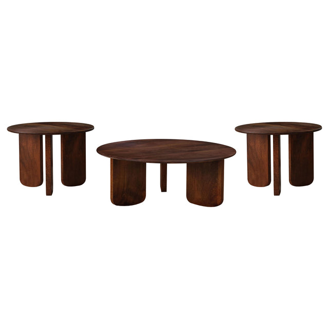  Coaster Furniture Dale 721998-S3 3-piece Solid Wood Coffee and End Table Set - Brown IMAGE 1