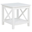  Coaster Furniture Skyview 722087 Square Pine Wood End Table with Shelf - White IMAGE 1
