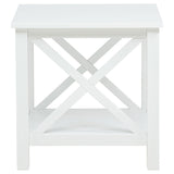  Coaster Furniture Skyview 722087 Square Pine Wood End Table with Shelf - White IMAGE 3