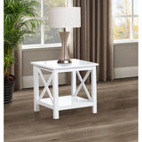  Coaster Furniture Skyview 722087 Square Pine Wood End Table with Shelf - White IMAGE 6