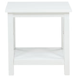  Coaster Furniture Skyview 722087 Square Pine Wood End Table with Shelf - White IMAGE 8