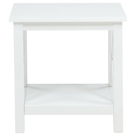  Coaster Furniture Skyview 722087 Square Pine Wood End Table with Shelf - White IMAGE 8